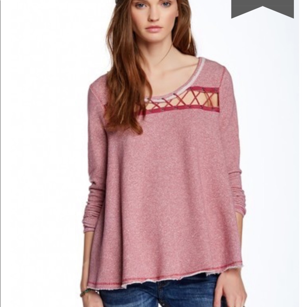 Free People Lacey love pullover sweater in pink